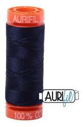 Aurifil Mako 50wt Cotton 200 m 220 yd. spool - 2785 Very Dark Navy